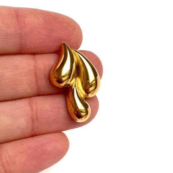 NEW~ Anthropologie Adina Eden Solid Triple Puffy Teardrop Stud Earrings - Picture 3 of 9